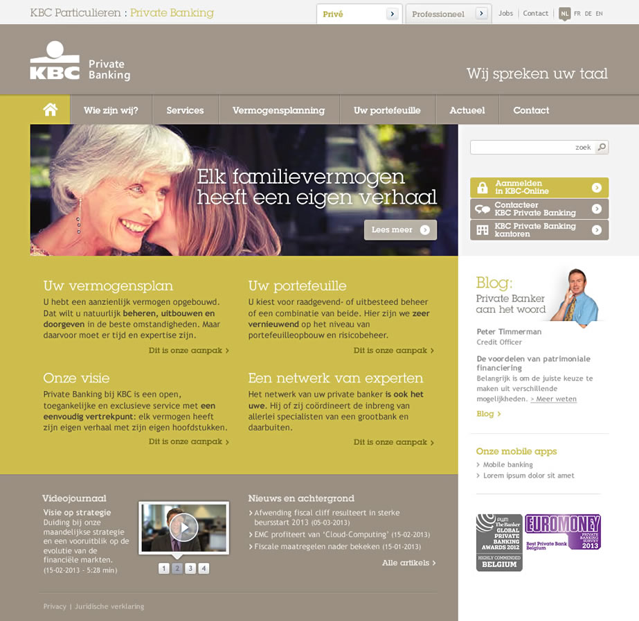 KBC Private Banking website design