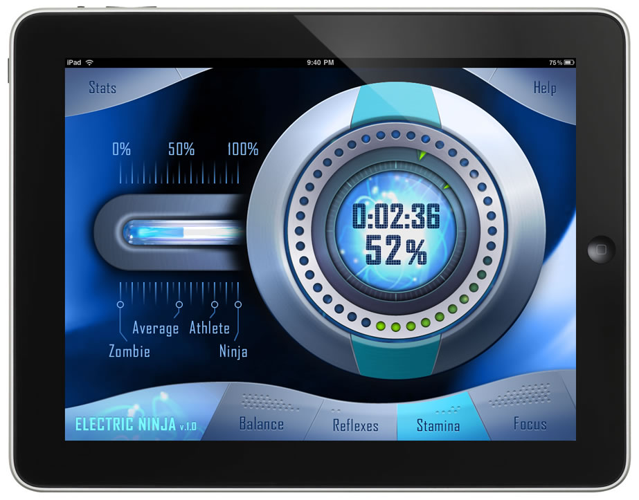 Electric Ninja iPad application interface design by Johan Wuyckens
