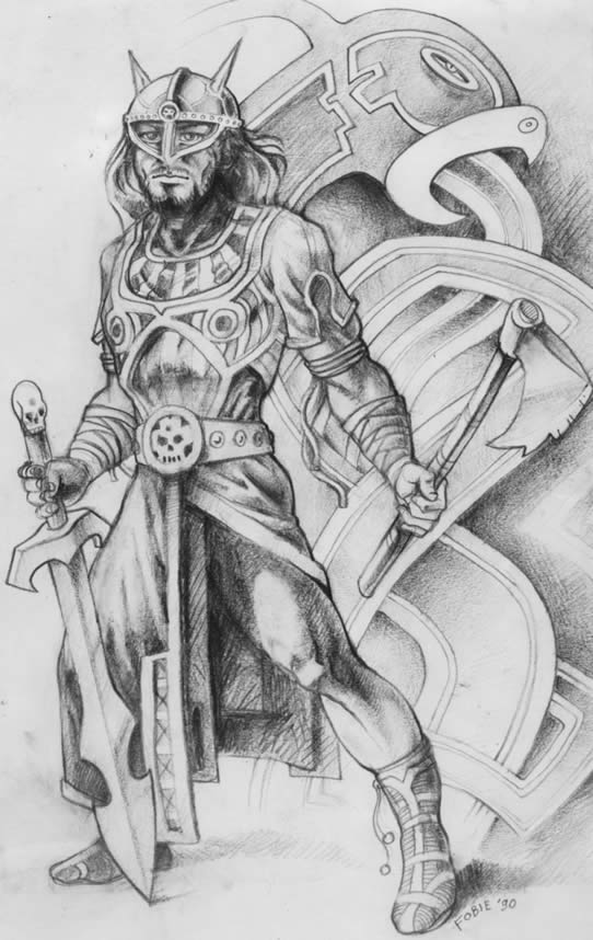 A pencil drawing by Foob of a Norseman
