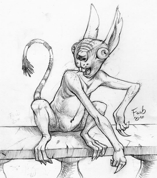 A pencil study for a sidekick called Squinkey