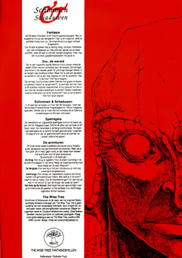 Achterzijde van de cover van de rode versie van Schimmen & Schaduwen